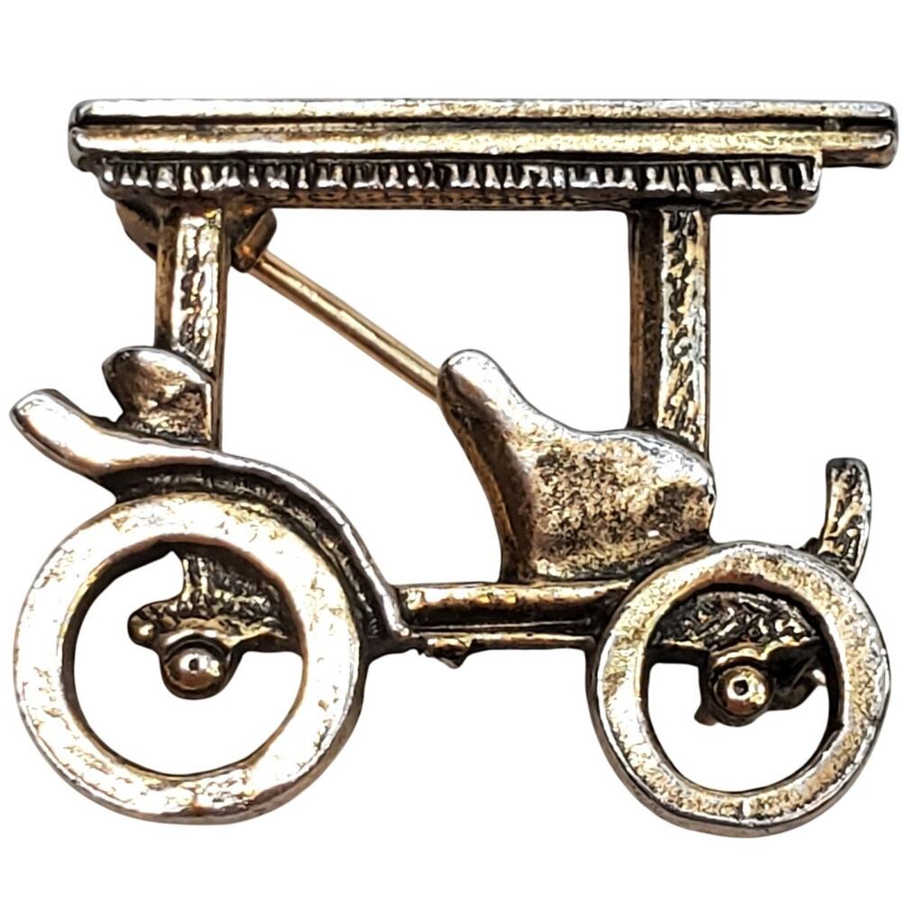 Vintage Unsigned Gold Tone Car Carriage Tiny Scatter Pin